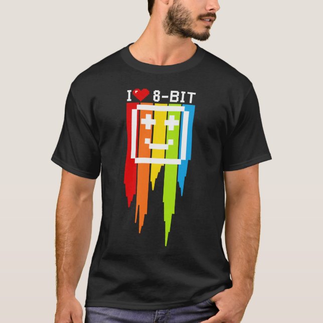 Zitat I love 8 Computerbit Retro Game Ordi T-Shirt (Vorderseite)