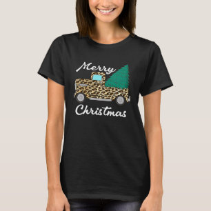 Zitat Karierter Weihnachtsbaumroter LKW mit Leopar T-Shirt