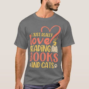 Zitat-Katzenkatze Lover Buch Lesen Text D T-Shirt
