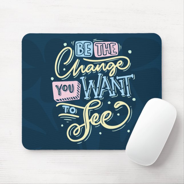 Zitat mit blauen und rosa Buchstaben Mousepad (Mit Mouse)