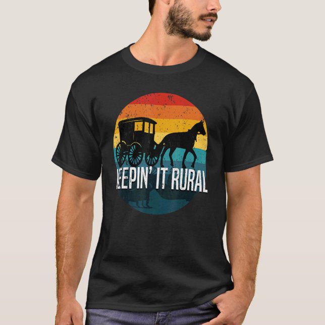 Zitat mit Pferd und Buggy Behalte es richtig R T-Shirt (Vorderseite)