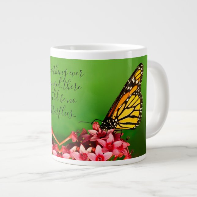 Zitat:  Monarch Butterfly Blumenfotografie Jumbo-Tasse (Vorderseite Rechts)