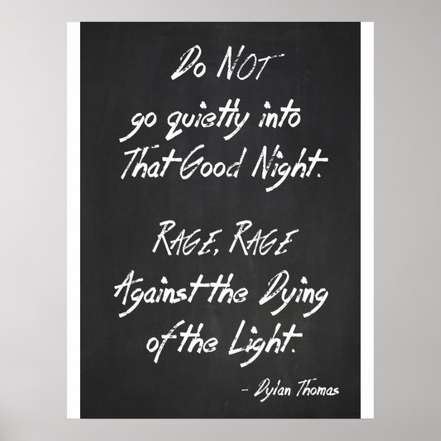 Zitat-Poster - Dylan Thomas - Rage Poster (Vorne)