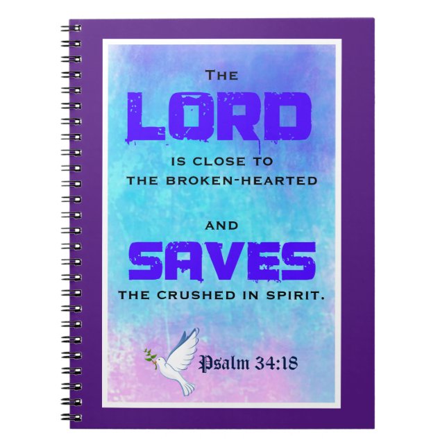 Zitat-Psalm 34:18 Notizblock (Vorderseite)