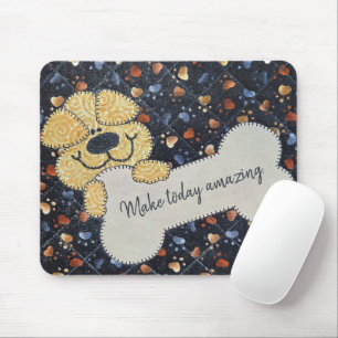 Zitat Quilt Hund Mit Knochen Mousepad