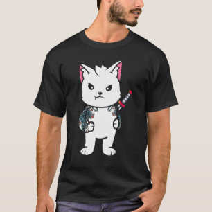 Zitat Samurai Cat Katana Ninja Yakuza Tattoo T-Shirt