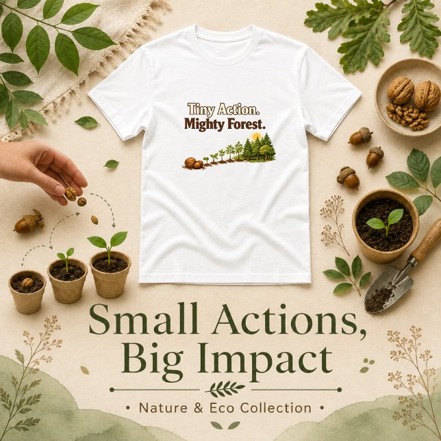 Zitat Tiny Action Mighty Forest T-Shirt (Von Creator hochgeladen)