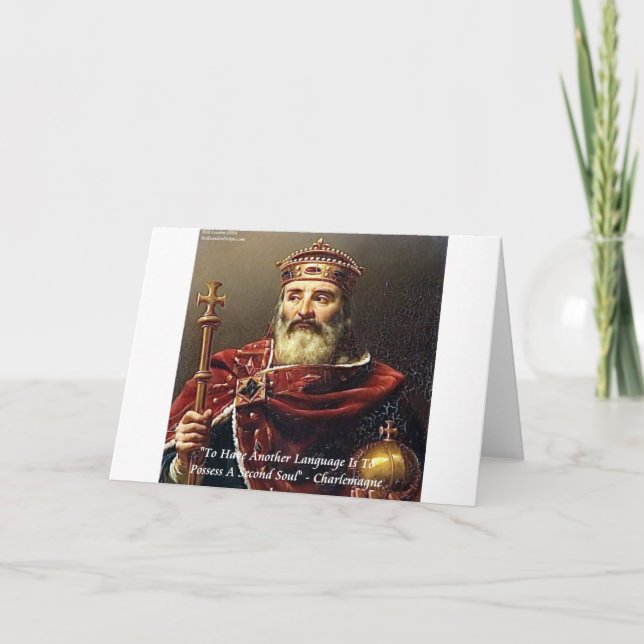Zitat von Charlemagne und berühmten Sprachen Karte (Vorderseite)