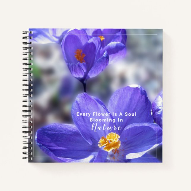 Zitat von Crocus Purple Blumen Notizbuch (Vorderseite)
