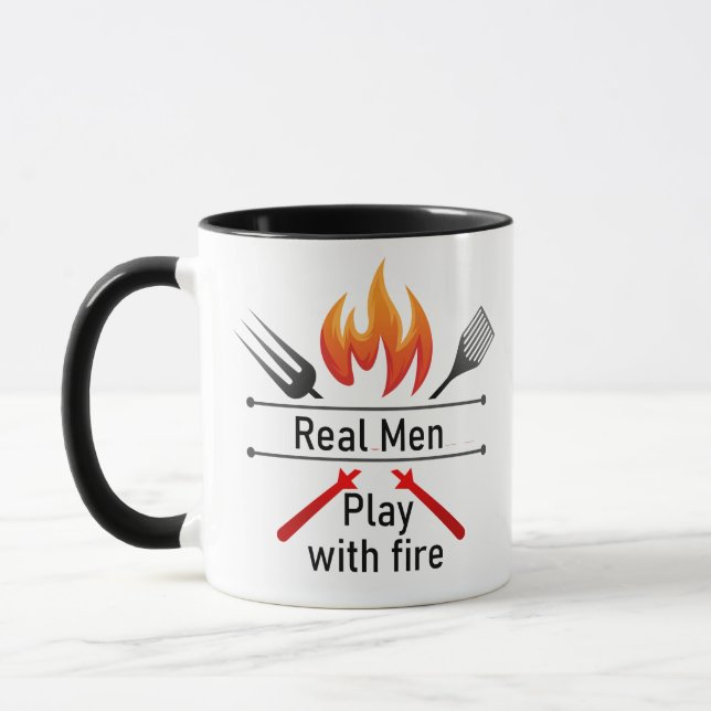 Zitat von echten Männern zum Thema Feuerspass-GRIL Tasse (Links)