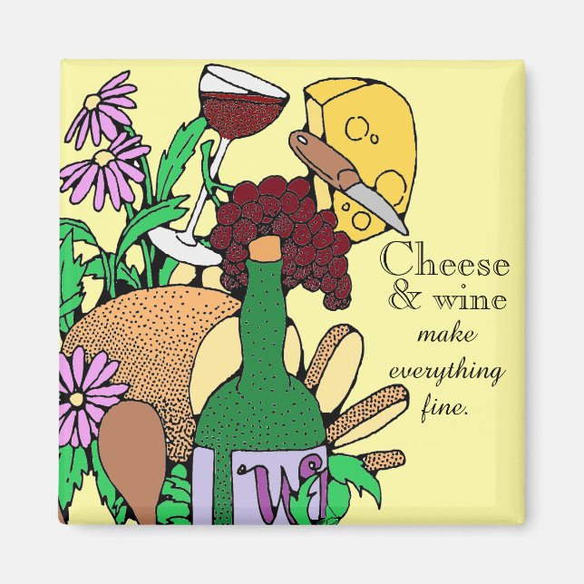 Zitat von Käse- und Weinliebhabern Magnet (Vorne)