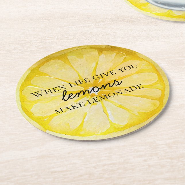 Zitat von Lemon Runder Pappuntersetzer (Angewinkelt)