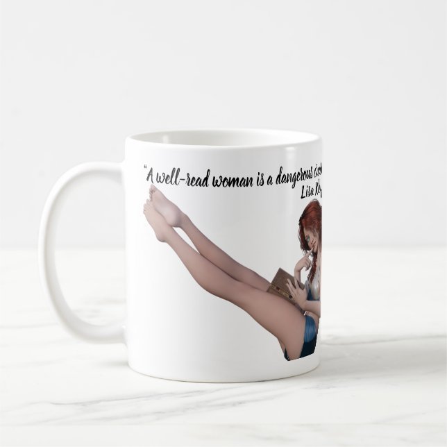 Zitat von Lisa Kleypas über gebildete Frauen Kaffeetasse (Links)