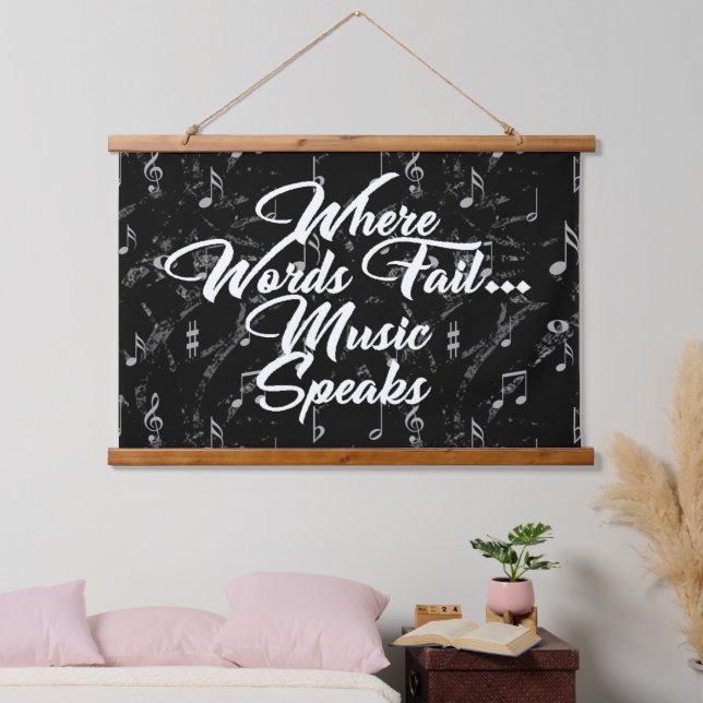 Zitat von Musik Wandteppich Mit Holzrahmen (Schlafzimmer)