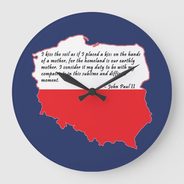 Zitat von Papst Johannes Paul II Große Wanduhr (Vorderseite)