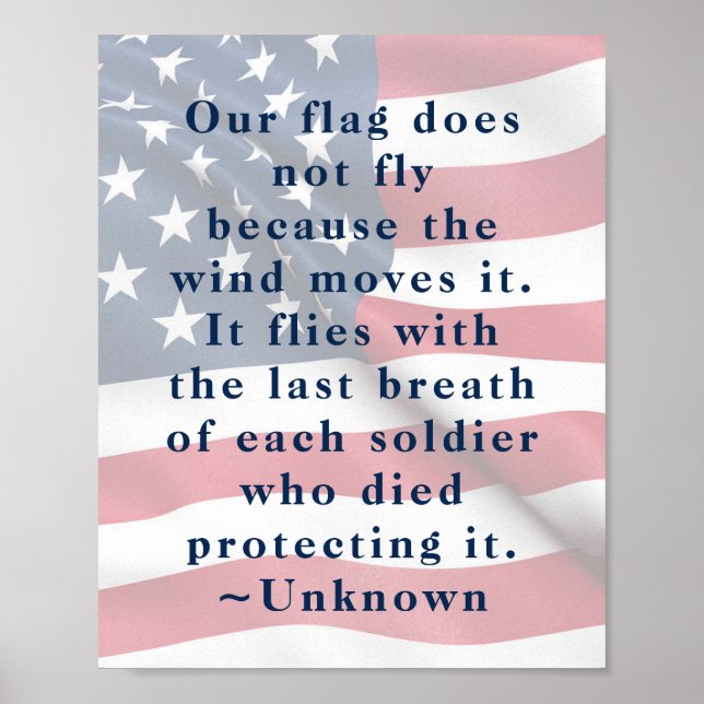 Zitat von Patriot, Soldat der amerikanischen Flagg Poster (Vorne)
