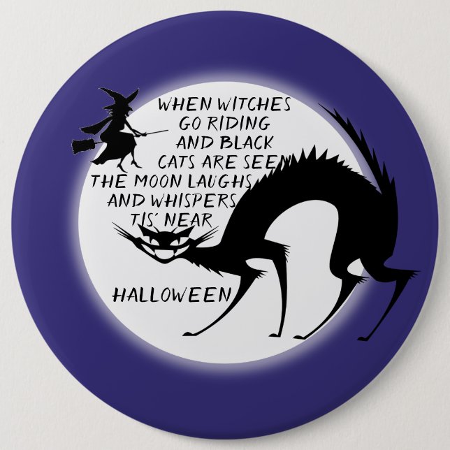 Zitat von schwarzen Katzen und Hexen Button (Vorderseite)