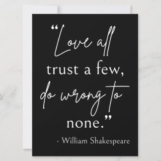 Zitat von Shakespeare - Liebe, Vertrauen und Falsc Einladung