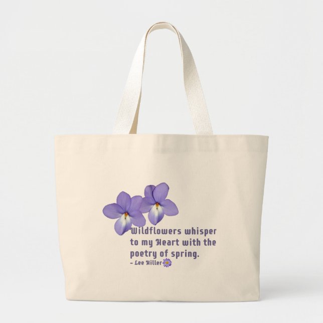 Zitat von Vogel-Foot-Violets-Wildblumen Jumbo Stoffbeutel (Vorne)