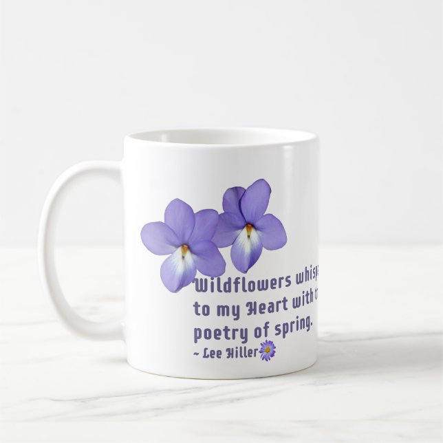 Zitat von Vogel-Foot-Violets-Wildblumen Kaffeetasse (Links)