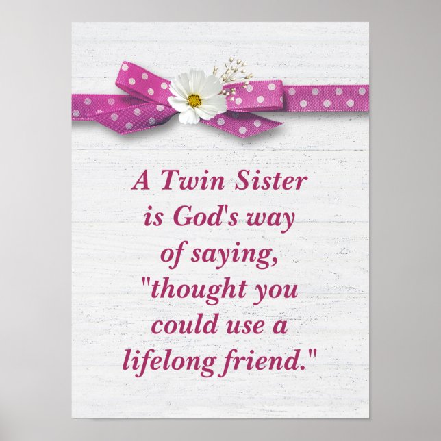Zitat von zwei Schwestern mit Polka Dot Ribbon Poster (Vorne)