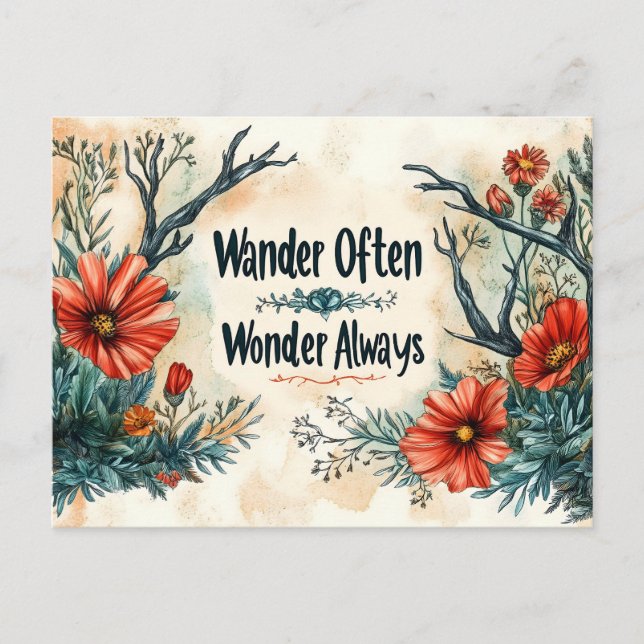 Zitat: Wander oft, wundern Sie sich immer Postkarte (Vorderseite)
