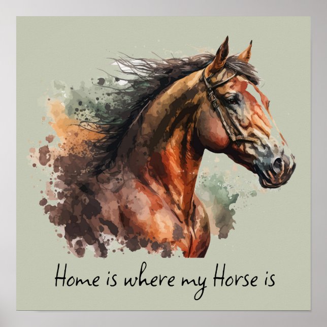 Zitat Wasserfarbener Reiten Poster (Vorne)