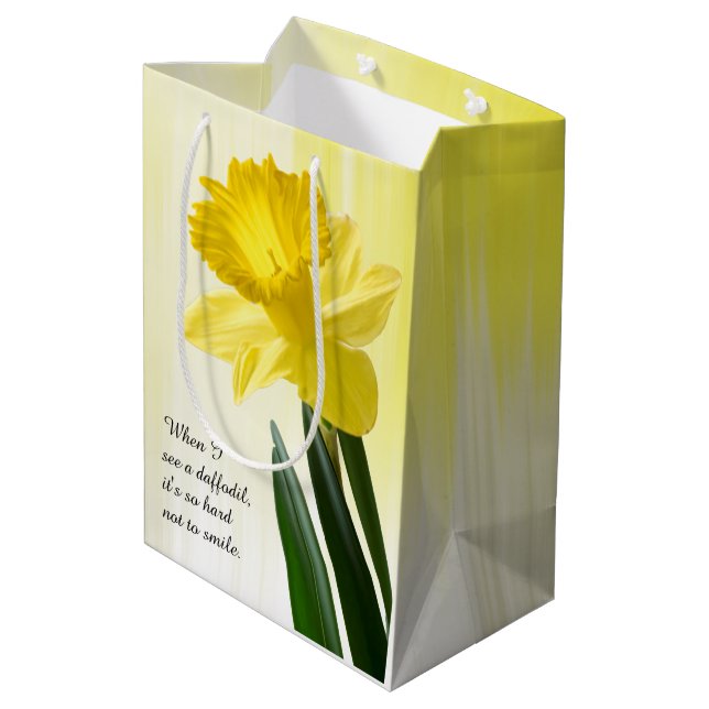 Zitat:  "Wenn ich sehe eine Narzisse…"  BlumePics Mittlere Geschenktüte (Rückseite Schrägansicht)