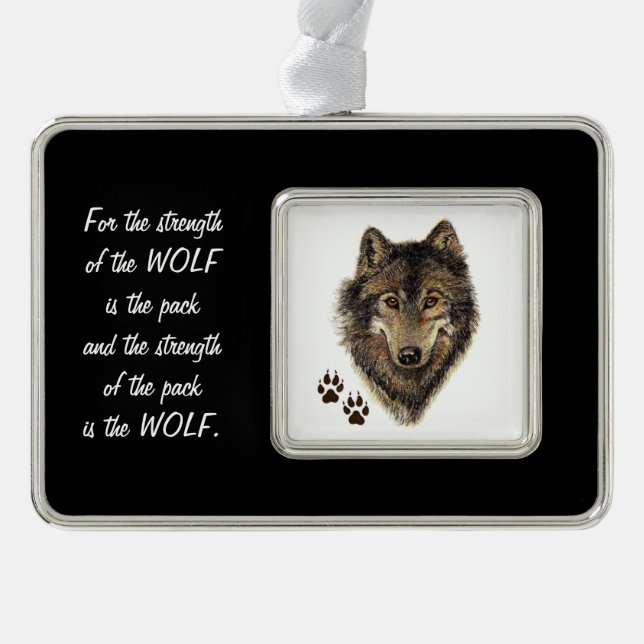Zitat zu Familienpaketen Wolf Leiter Tierart Rahmen-Ornament Silber (Vorderseite)