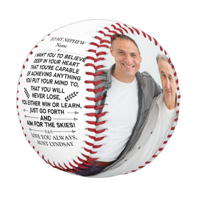 Zitat zu meinem Nephew mit benutzerdefiniertem 2-F Baseball (Schrägansicht)