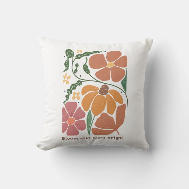 Zitat zu Retro-Boho-Blumenbefall Kissen (Vorderseite)
