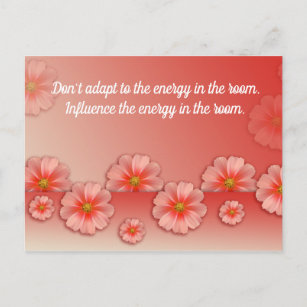 Zitat zu sanften Pfirsich- und rosa Blume Postkarte