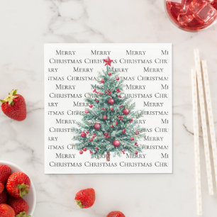 Zitat zu Weihnachtsbaumen aus grünem Burgund Serviette