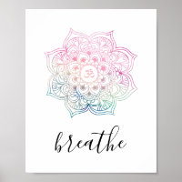 Zitat zum Atmen - Rosa Wasserfarbe Mandala Zen Yog