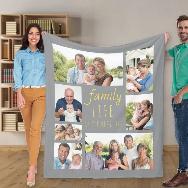 Zitat zum Familienleben Grau und Gelb 7 Foto Fleecedecke (Von Creator hochgeladen)
