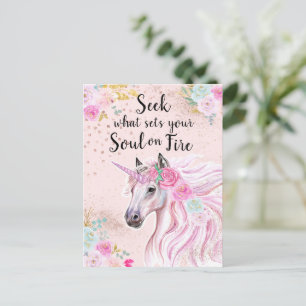 Zitat zum inspirierenden Pink-Gold-Glitzer Postkarte
