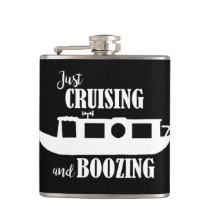 Zitat zum Trinken auf einem Narrowboat-Kanalboot Flachmann
