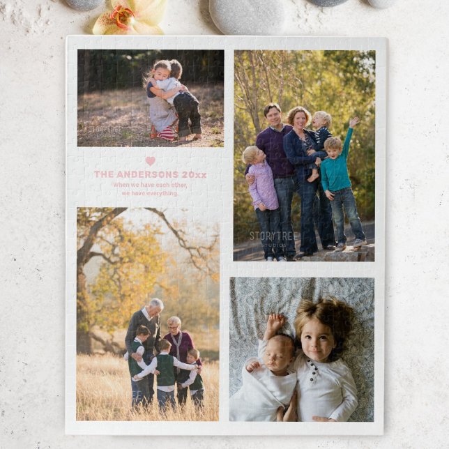 Zitat zur Familienstärke und vier Fotocollagen der (Von Creator hochgeladen)