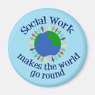 Zitat zur Inspiration für soziale Arbeit Blue Wor Magnet