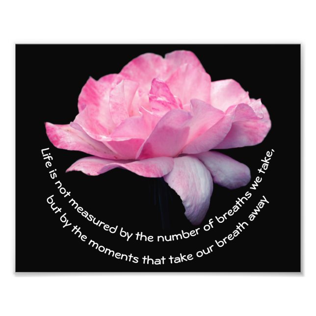 Zitat zur Lebenserwartung von Rosa Inspiration 8x1 Fotodruck (Vorne)