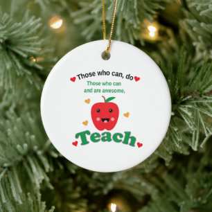 Zitat zur Lehrererkennung mit süßem roten Apfel Keramik Ornament