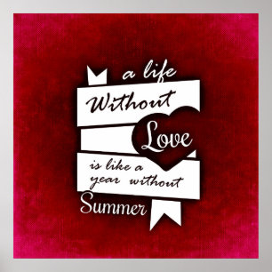 Zitat zur Liebe auf einem roten Hintergrund Poster