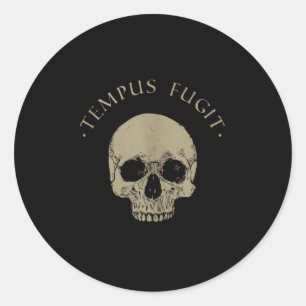 Zitat zur Stoikphilosophie Tempus Fugit-Skull-Stoi Runder Aufkleber