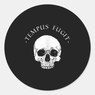 Zitat zur Stoikphilosophie Tempus Fugit-Skull-Stoi Runder Aufkleber