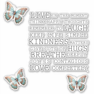 Zitate Aqua Rose Gold Butterfly Aufkleber