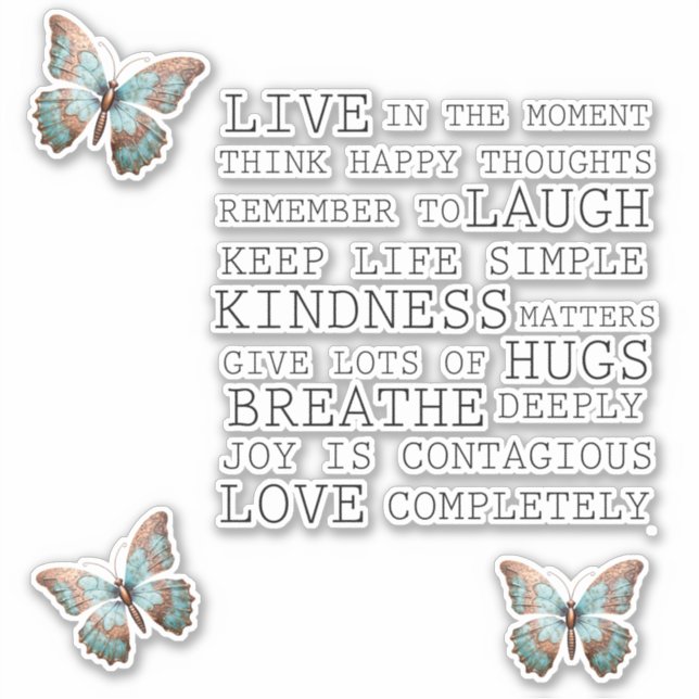 Zitate Aqua Rose Gold Butterfly Aufkleber (Vorderseite)