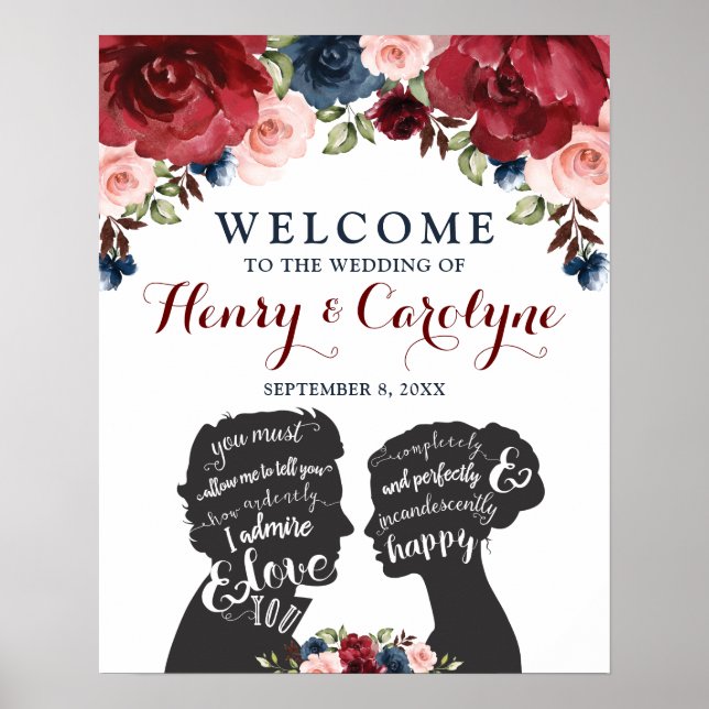 Zitate der Liebe für romantische Rose der Burgund Poster (Vorne)