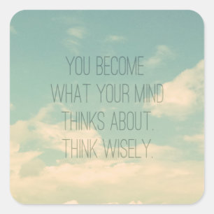 Zitate über Geist, Himmel und Wolken, Vintag Quadratischer Aufkleber