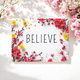 Zitate von Inspiration glauben rosa gelb Postkarte