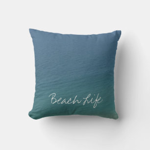 Zitate zum Leben am Strand Ozean Wasser Blau Abstr Kissen